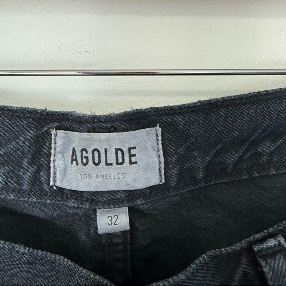 AGOLDE Black Jaime Jeans Button Fly Organic Cotton Size 32 Frayed Hem - Picture 5 of 9